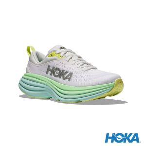 HOKA 女 Bondi 8 寬楦 路跑鞋 香檳白/太平洋藍