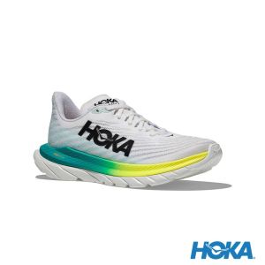 HOKA 女 Mach 5 寬楦 路跑鞋 白/青藍