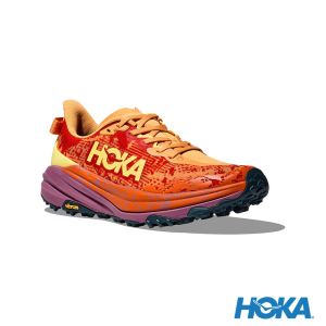 HOKA 男 Speedgoat 6 寬楦 越野鞋 雪酪黃/紫紅