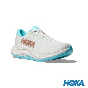 HOKA 女 Rincon 4 寬楦 路跑鞋 霜白色/玫瑰金