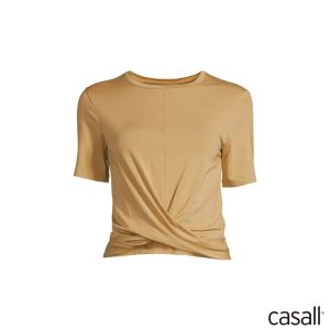 Casall Delight 短版扭結短袖上衣 糖棕