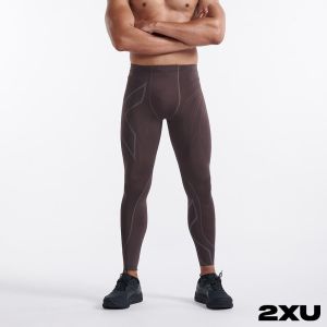 2XU 男 MCS高階跑步壓縮長褲 深醋栗/反光灰