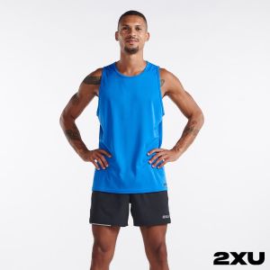 2XU 男 Aero運動坦克背心 星雲藍/反光黑