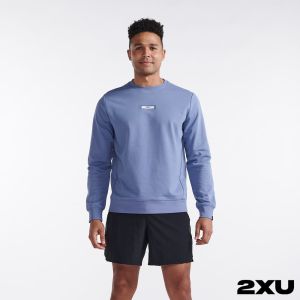 2XU 男 Motion運動長袖上衣 灰藍/白