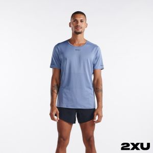 2XU 男 Light Speed高階運動短袖上衣 灰藍/反光黑