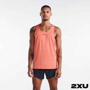 2XU 男 Light Speed高階運動背心 珊瑚橘/反光黑