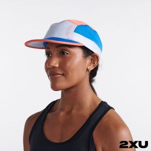 2XU Light Speed慢跑帽 星雲藍/珊瑚橘