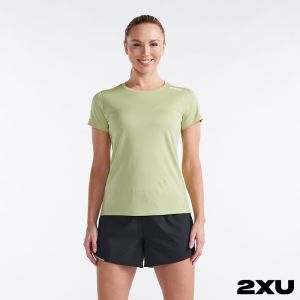 2XU 女 Aero運動短袖上衣 薄荷綠/反光白