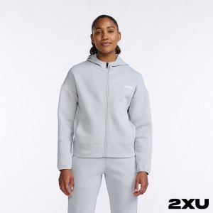 2XU 女 Commute長袖連帽外套 淺灰/白