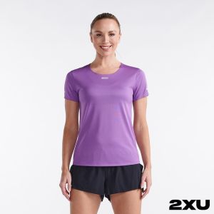 2XU 女 Light Speed高階運動短袖上衣 紫/反光白