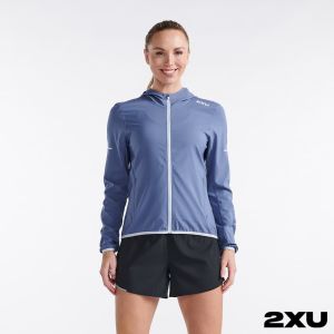 2XU 女 Aero運動外套 灰藍/反光白