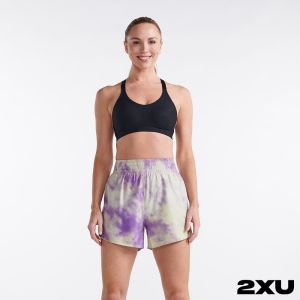 2XU 女 Aero 4吋運動短褲 渲染綠紫/反光白