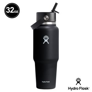 Hydro Flask 32oz/946ml 寬口 提環 吸管 隨行杯 保溫瓶 時尚黑