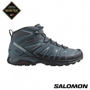 Salomon 男 X ULTRA PIONEER Goretex  中筒登山鞋 黑/藍/灰