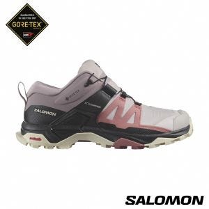 Salomon 女 X ULTRA 4 Goretex 低筒登山鞋 灰/酒紅/杏奶棕