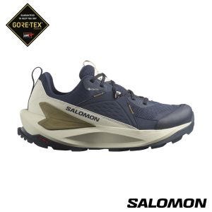 Salomon 男 ELIXIR Goretex 低筒登山鞋 夜藍/杏奶棕/卡其棕