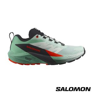 Salomon 女 SENSE RIDE 5 野跑鞋 灣綠/黑/櫻茄紅