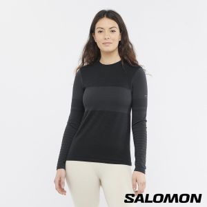 Salomon 女 SNTIAL 羊毛保暖長袖上衣 黑棕