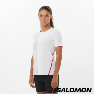 Salomon 女 S/LAB SPEED 短袖T恤 白/黑棕