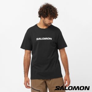 Salomon 男 LOGO PERF 短袖T恤 黑棕