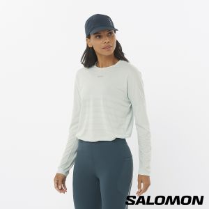 Salomon 女 SENSE AERO GFX 長袖T恤 迷霧藍/白