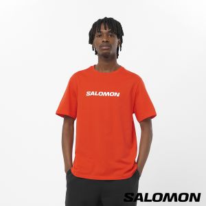 Salomon 男 LOGO PERF 短袖T恤 櫻茄紅