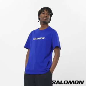 Salomon 男 LOGO PERF 短袖T恤 海洋藍