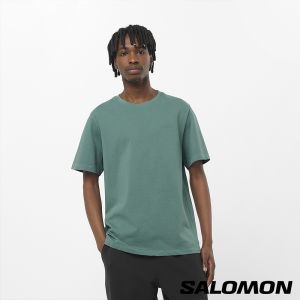 Salomon 男 LOGO PRIDE 短袖T恤 褐綠