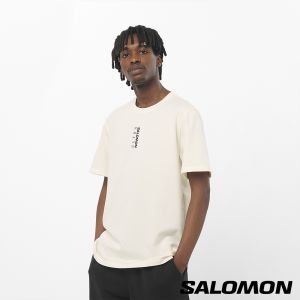 Salomon 男 ULTRA FLAG LOGO 短袖T恤 香草白