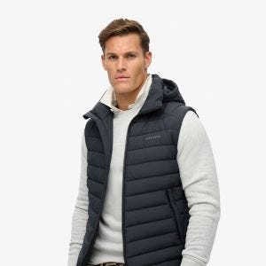 SUPERDRY 英版 男款 連帽背心 Fuji Sport Padded 海軍藍