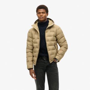 SUPERDRY 英版 男款 羽絨外套 保暖外套 Hooded Quilted 砂褐棕