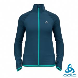 瑞士 ODLO 女 ZEROWEIGHT 保暖跑步防風夾克 野鴨藍/冰洞藍