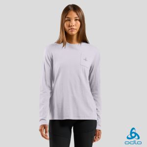 瑞士 ODLO 女 ASCENT MERINO 200 羊毛 圓領上衣 口袋 迷濛紫