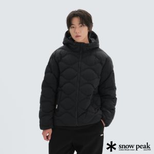 Snow Peak 男 波浪絎縫連帽羽絨外套 黑色