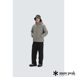 Snow Peak 男 波浪絎縫連帽羽絨外套 灰黃色