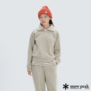 Snow Peak Women's燈心絨半拉鍊套衫 淺米色