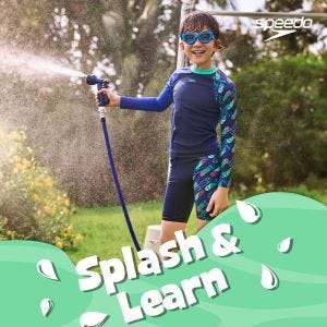 Speedo 男孩 運動及膝泳褲Splash ＆ Learn 藍/滑板車