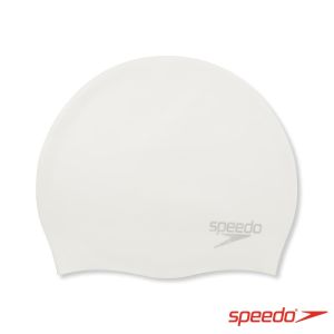 Speedo 成人矽膠泳帽 Plain Moulded 白