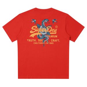 SUPERDRY 韓版 中性款 男女適穿 短袖T恤 短Tee Snake 紅