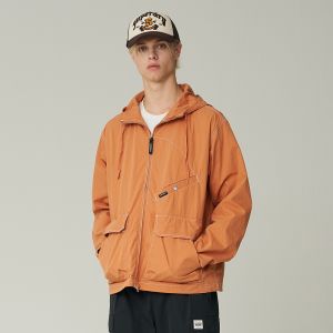 SUPERDRY 韓版 中性款 男女適穿 防風外套 長袖外套 Essential Wind Breaker 橘