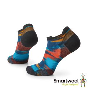 Smartwool 女機能跑步局部輕量減震Print踝襪-筆刷油彩 靛藍色