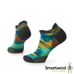Smartwool 女機能跑步局部輕量減震Print踝襪-筆刷油彩 暮光藍