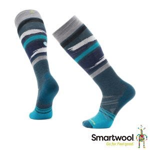 Smartwool 機能 Ski 中級 減震 印花 滑雪 高筒襪-午夜 暮光藍