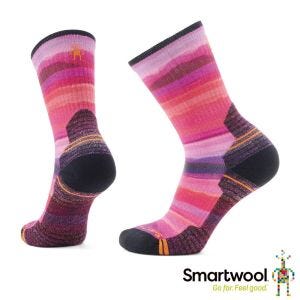 Smartwool 女 機能 戶外 全輕量減震 中筒襪 中長襪-頂峰景 桃紅