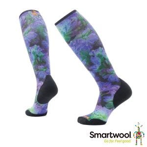 Smartwool 女 機能 Ski 局部 輕量 減震 滑雪 高筒襪-EleLotus 黑色