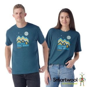 Smartwool 中性款 塗鴉短Tee/山系圖騰 暮光藍