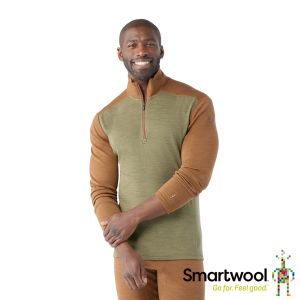 Smartwool 男Thermal 美麗諾羊毛長袖拉鍊T 狐狸棕/苔蘚綠