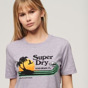 SUPERDRY 女裝 短袖T恤 Outdoor Stripe Relaxed 紫羅蘭