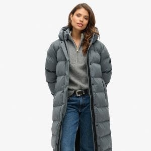 SUPERDRY 英版 女款 長版羽絨外套 保暖外套 Microfibre Longline 烏黑