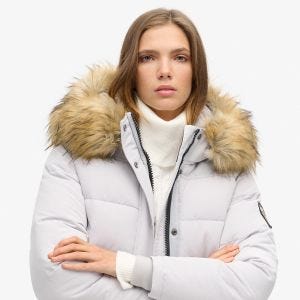 SUPERDRY 英版 女款 保暖外套 Everest Bomber 月光灰